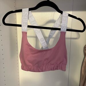 Figs Women's Mauve Sports Bra with White Straps
